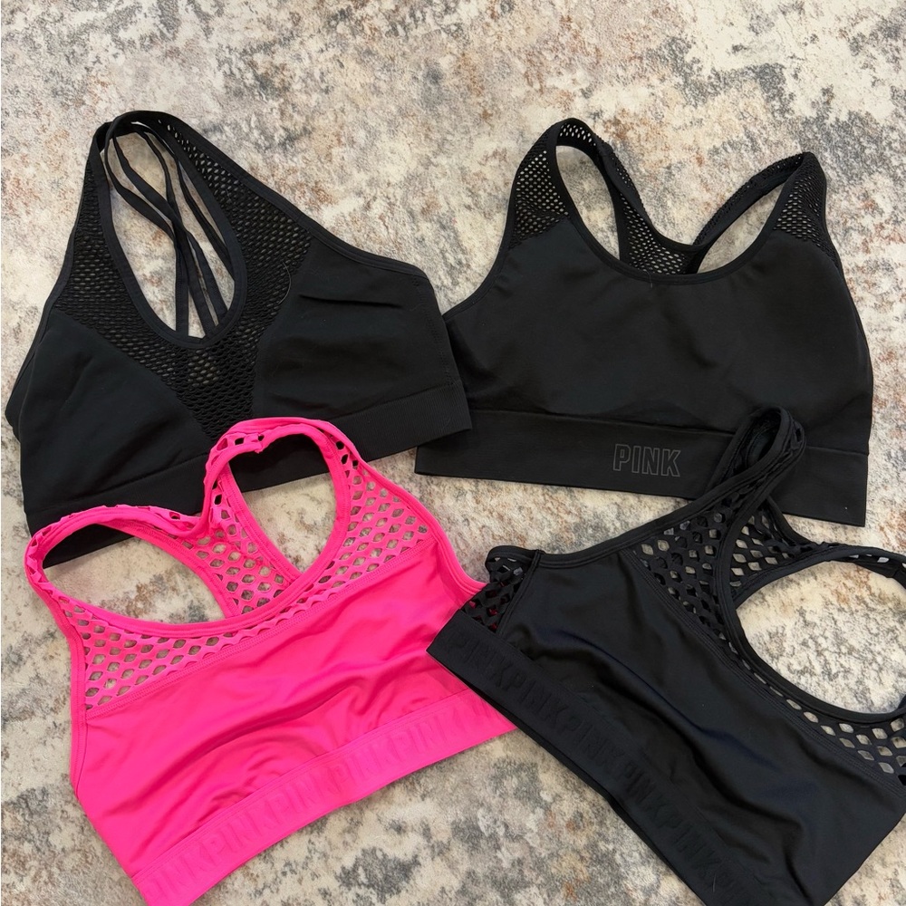PINK Victoria's Secret Black and Pink Sports Bras Set